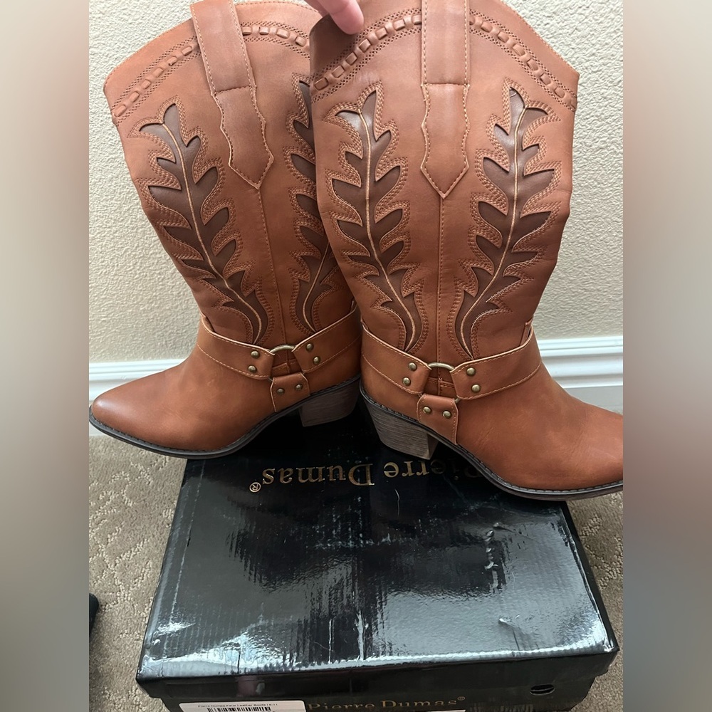Pierre Dumas Tan Western Cowboy Heeled Boots